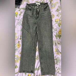 Abercrombie & Fitch Women's High-Rise Straight Leg Jeans - Washed Black